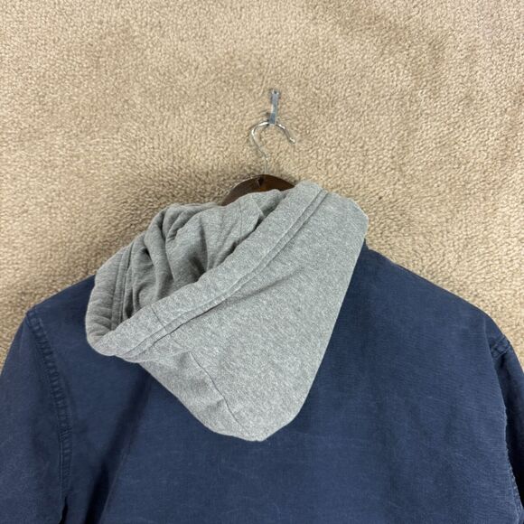 Abercrombie & Fitch Jacket Mens Size Large Navy Button Front with Hood Military - Picture 8 of 10